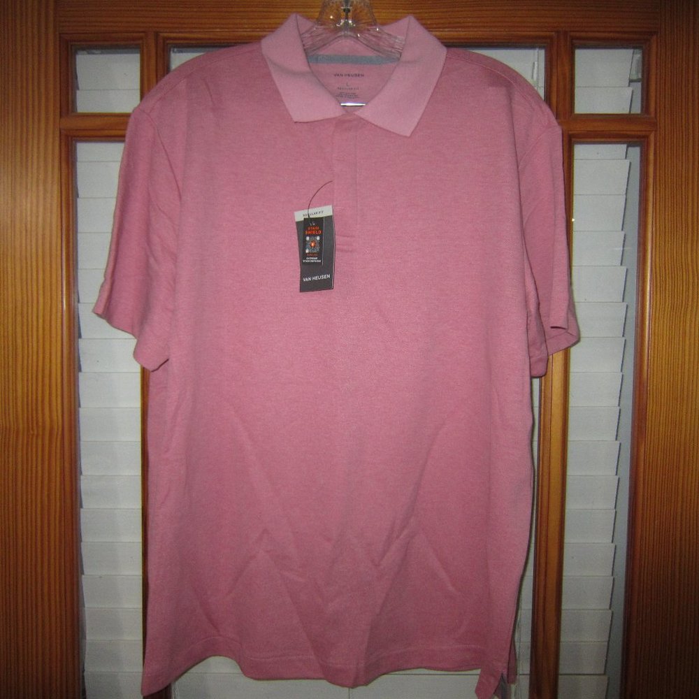 Van Heusen Polo Shirt Men's Regular Fit Stain Shield NEW Red